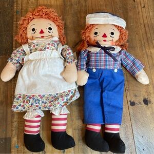 Vintage  Raggedy Ann and Andy Dolls Set